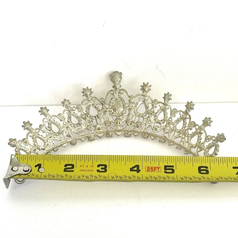 Wedding Tiara Quinceañera Crown Rhinestones Silver Princess Queens
